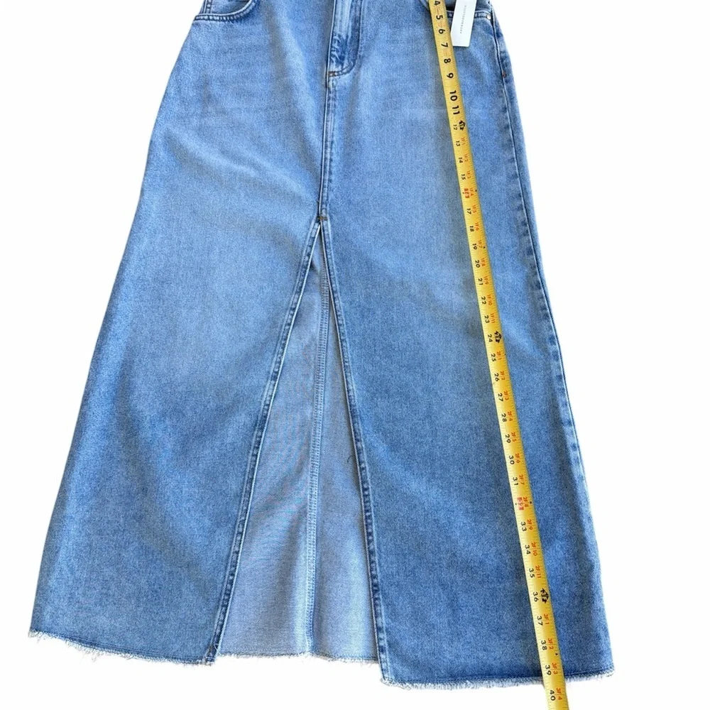 Anthropologie Pilcro Midi Front Slit Denim Maxi Skirt Summer Wash Size 8 NWT - Picture 6 of 12
